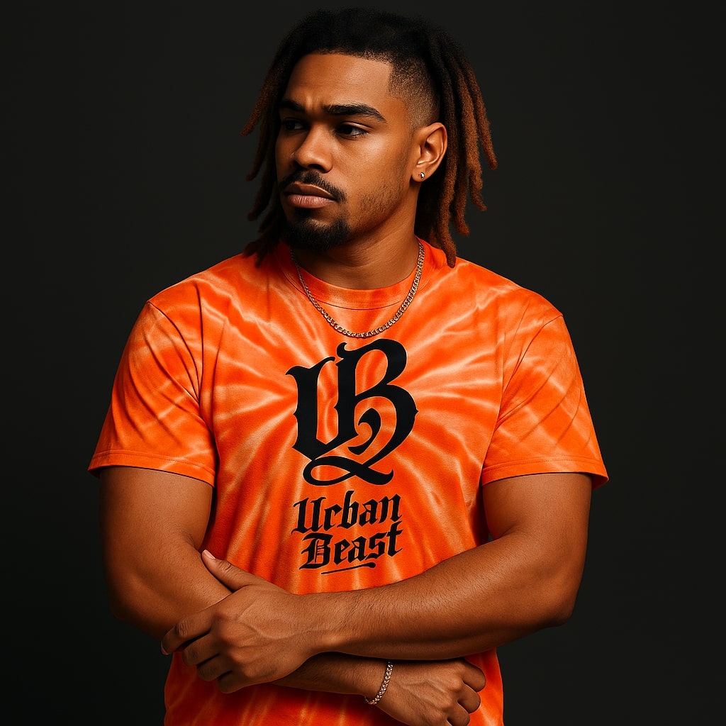 Urban Beast Graphic Tie-Dye Tee - Orange
