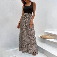 Leopard Print Wide-Leg Palazzo Trousers