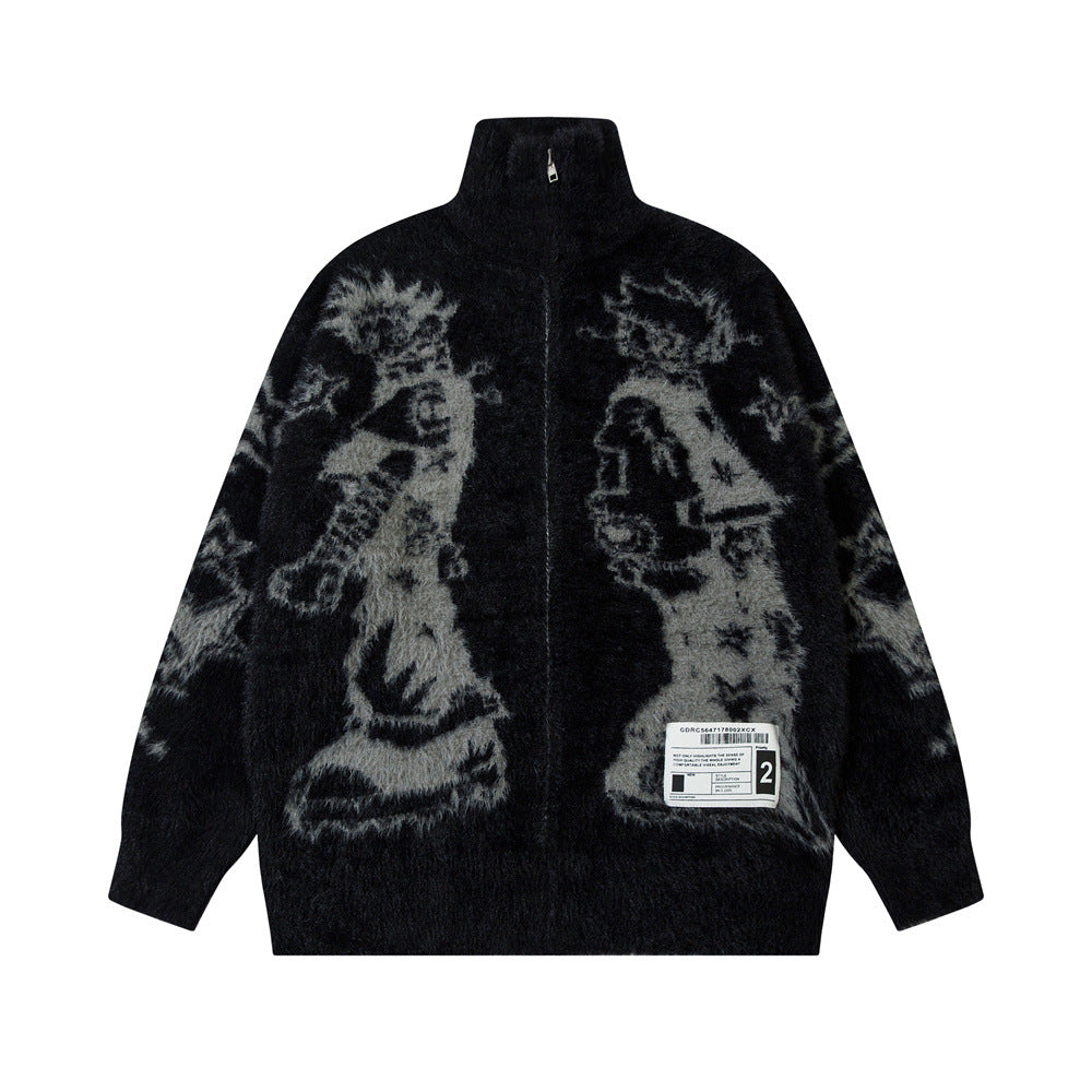 Anime Jacquard Knitted Cardigan