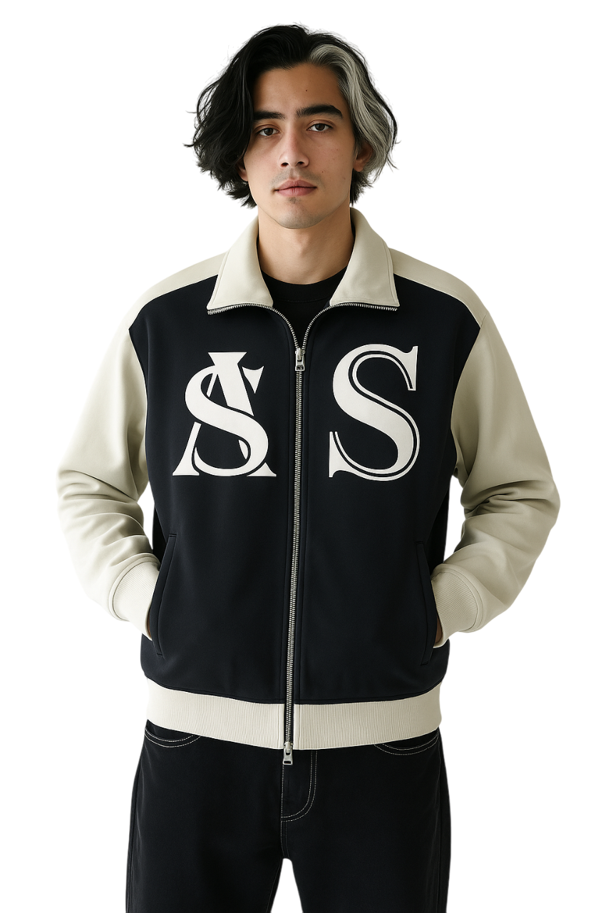 Ariva Streetwear “AS Legacy” Monogram Track Jacket - BLACK