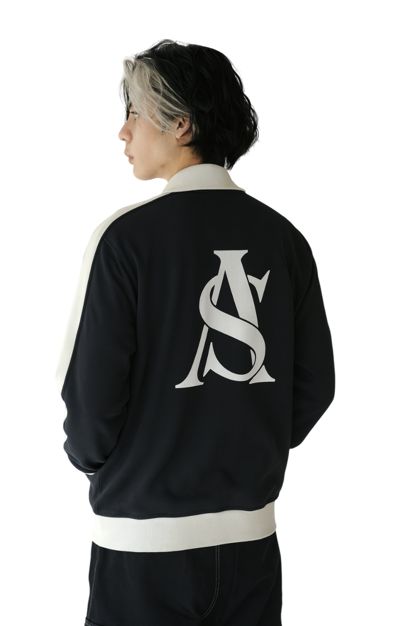 Ariva Streetwear “AS Legacy” Monogram Track Jacket - BLACK