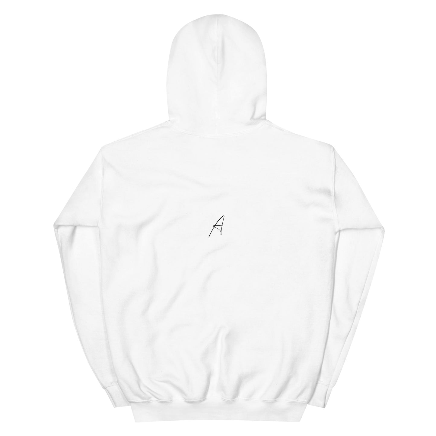 White hooded sweatshirt.
