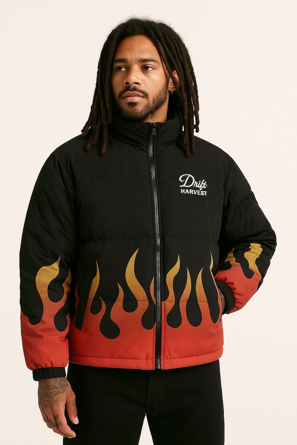 BLACK FLAME PUFFER JACKET