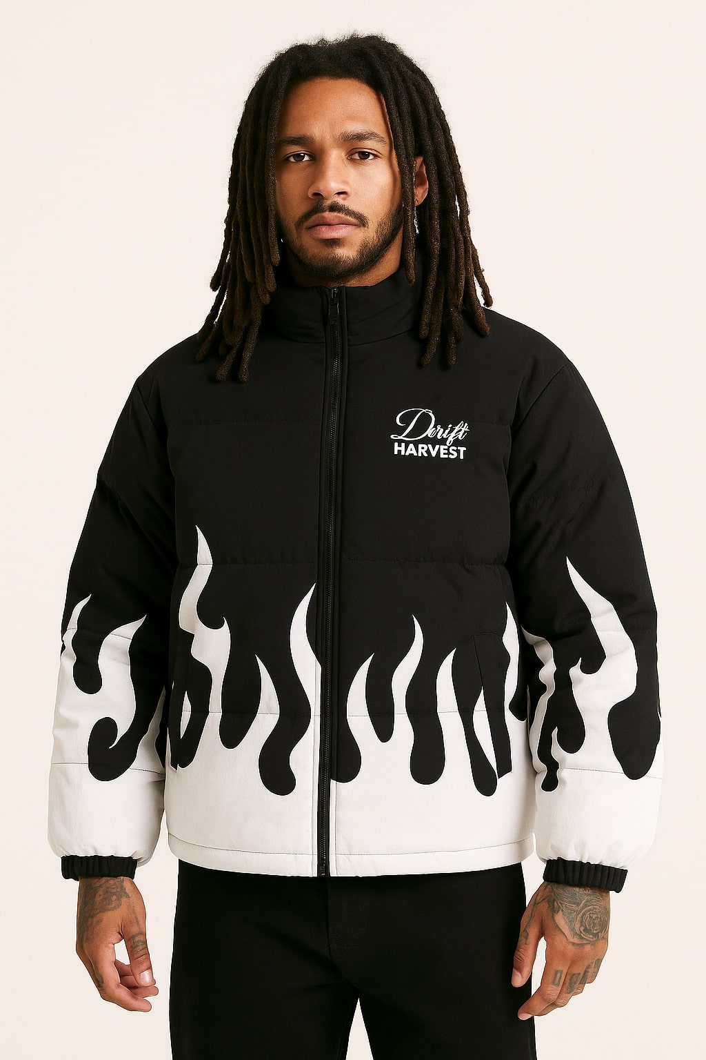 BLACK FLAME PUFFER JACKET