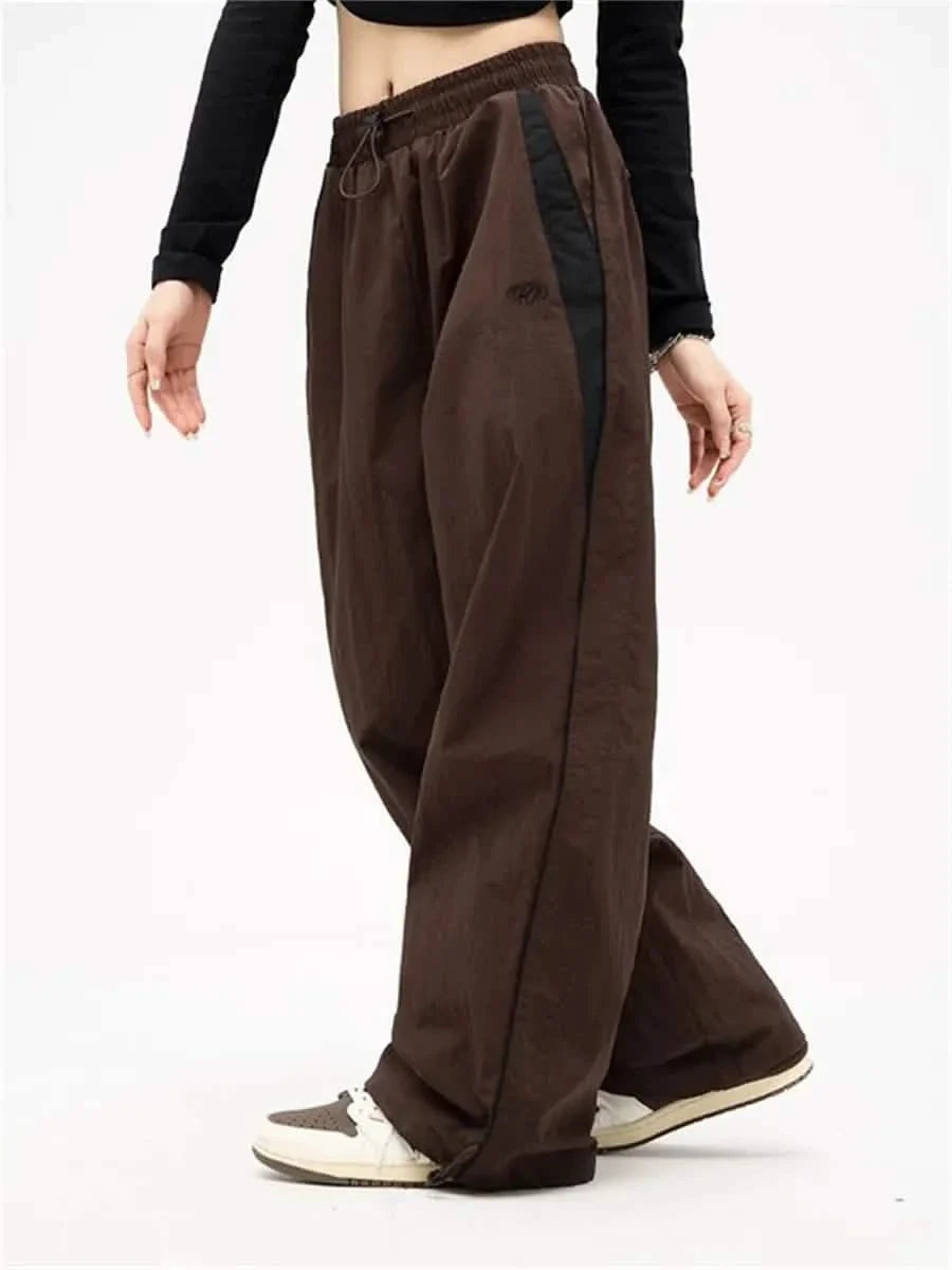 Black Wide Leg Cargo Trousers Women