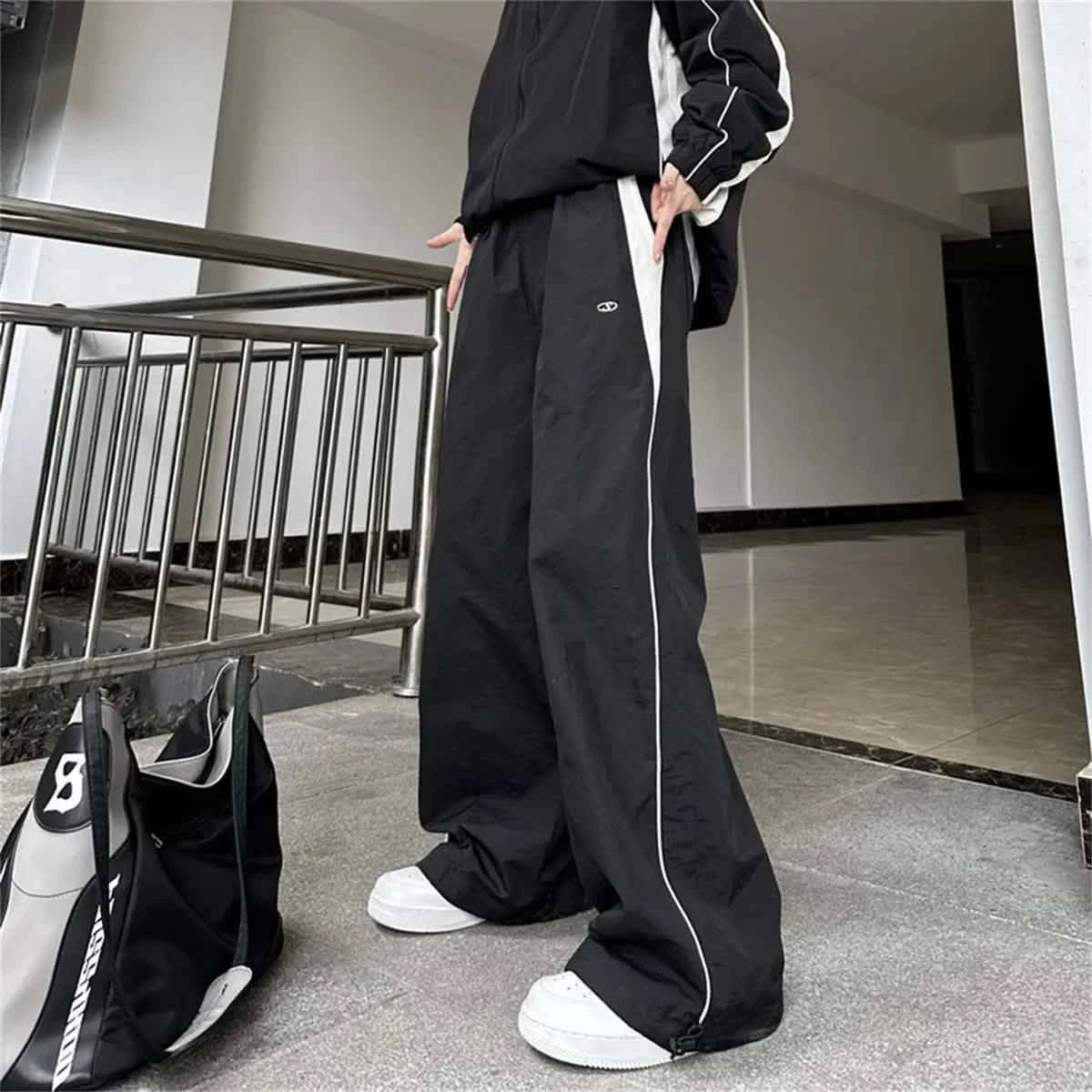 Black Wide Leg Cargo Trousers Women
