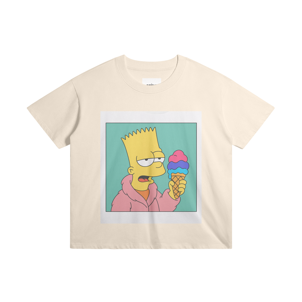 Chill Vibes Cartoon Tee - Beige