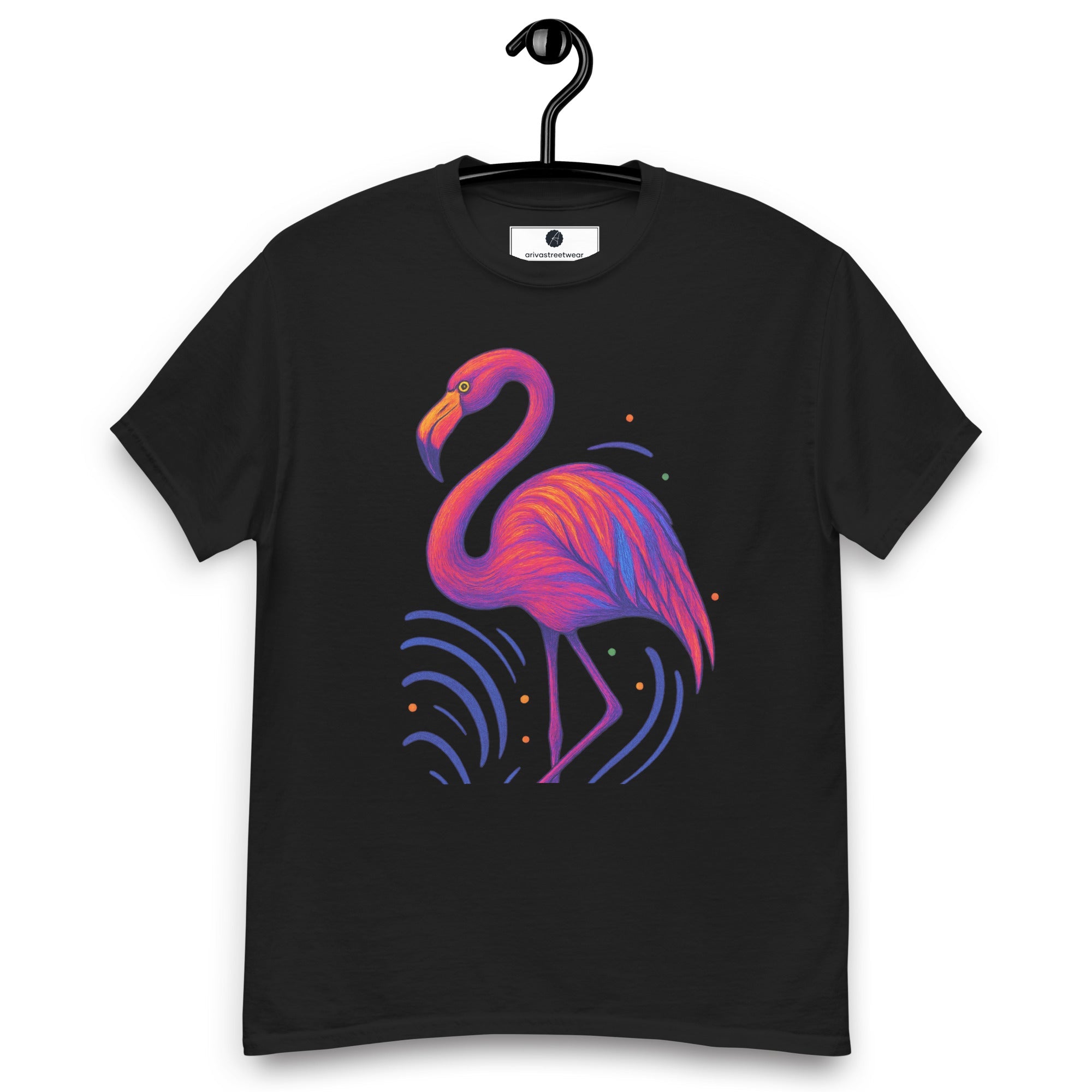Electric Flamingo Vibes Tee - Black