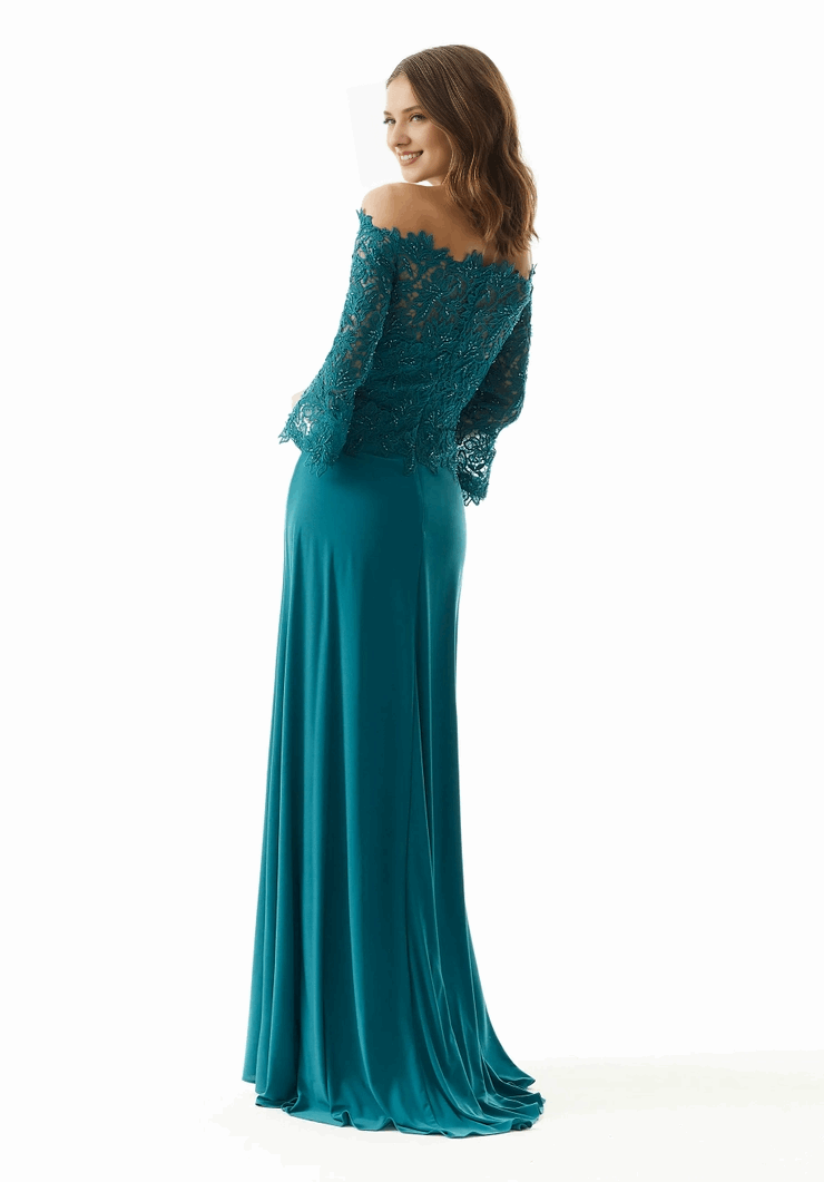 A-line skirt shoulder baring lace tight corset skirt with slits evening dress