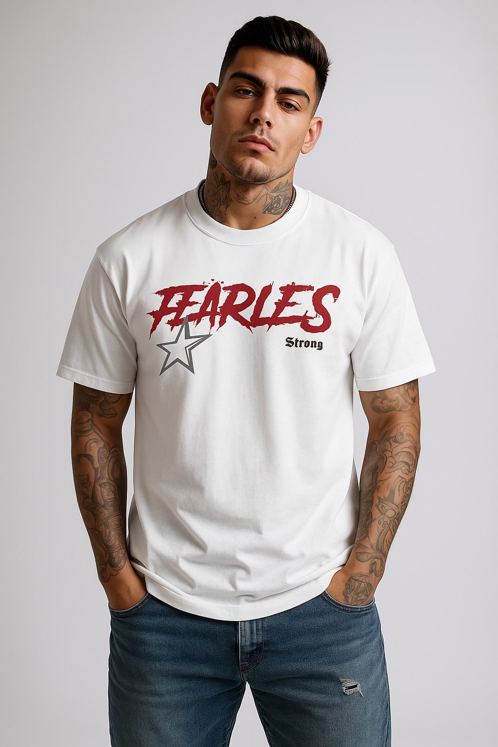 Fearless Strong White Graphic Tee