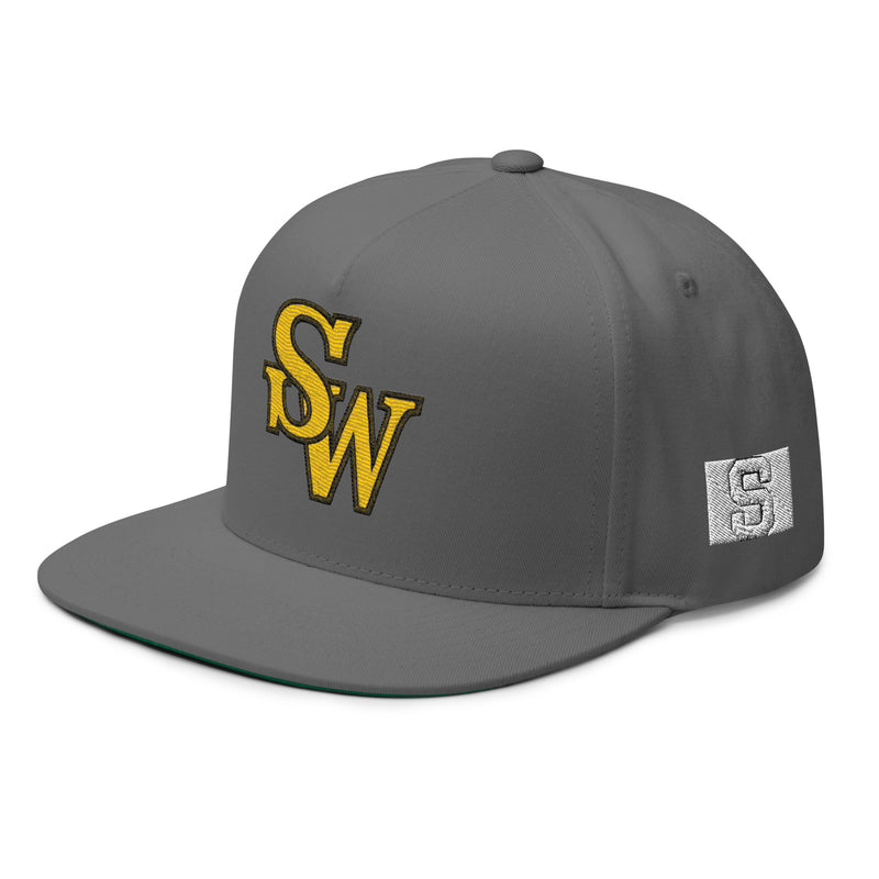 Grey Snapback Hat with Bold Yellow SW Embroidery