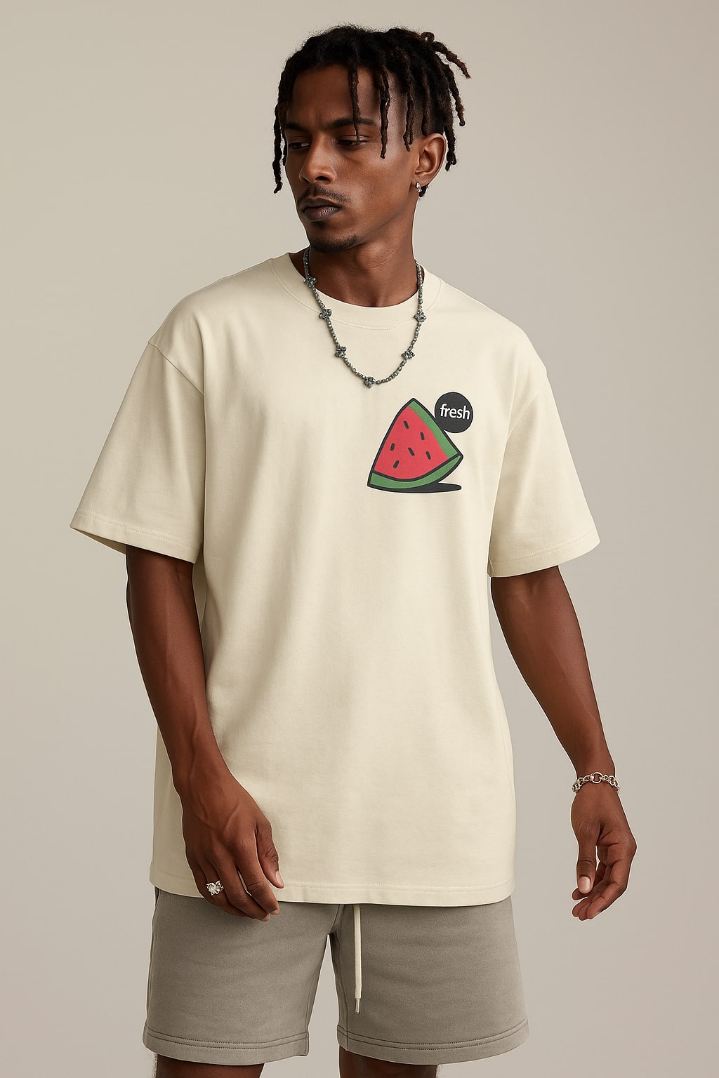 Fresh Watermelon Slice Cream Graphic Tee