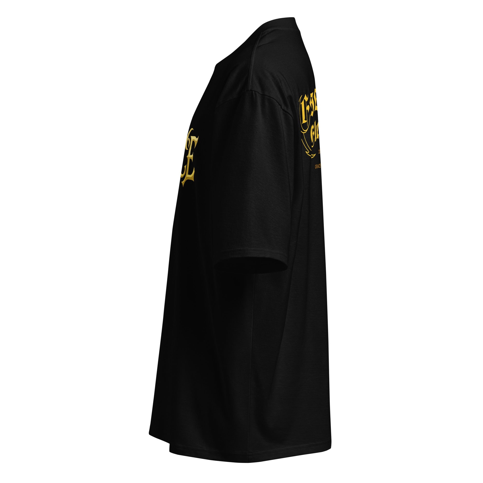 Gold CE Lettering T-Shirt  Black Oversized