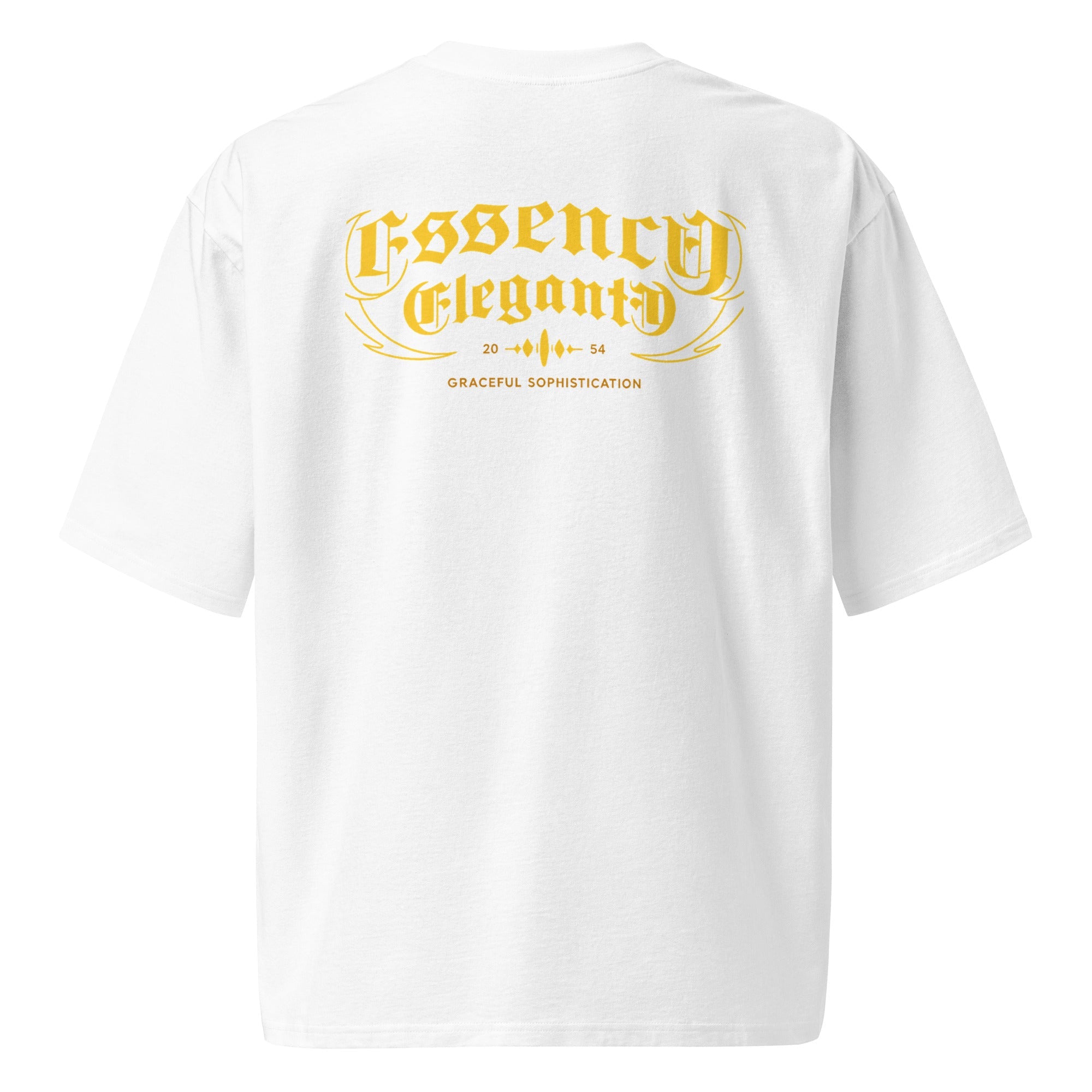 Gold CE Lettering T-Shirt  White Oversized