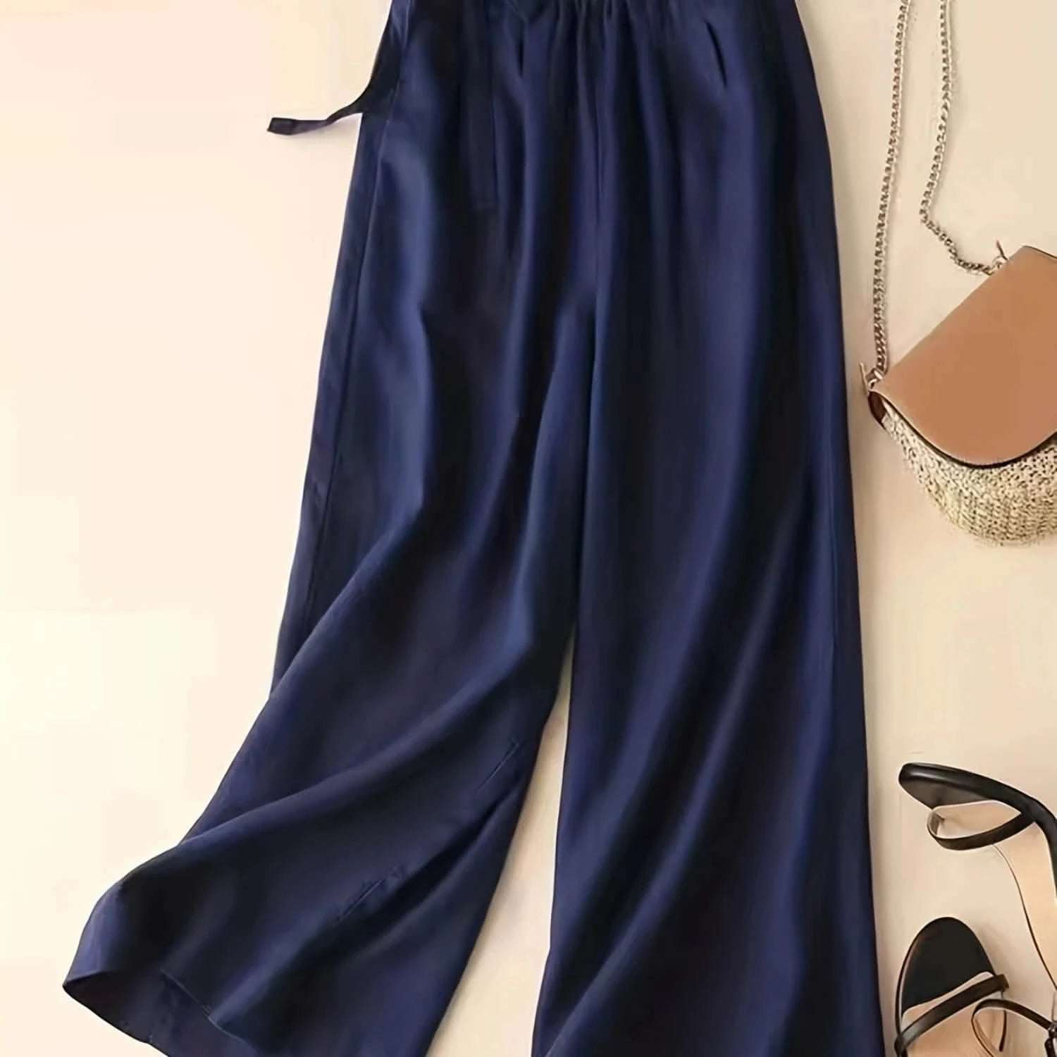 High-Waisted Wide-Leg Denim Jeans with Front Seams