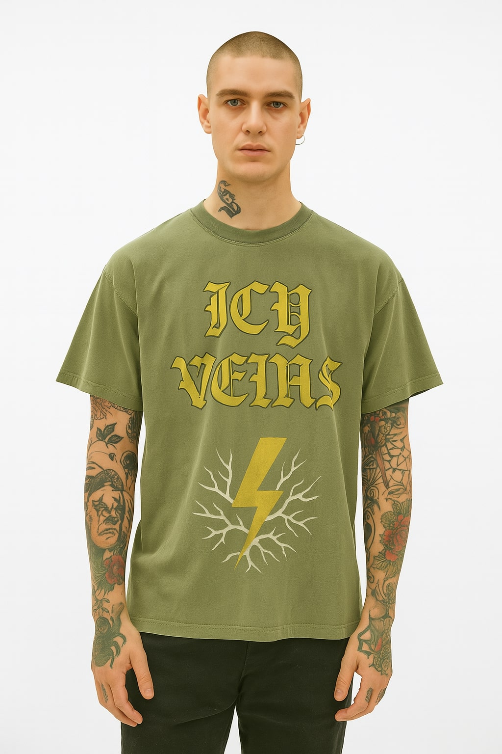 Icy Veins Graphic Tee - Olive Green