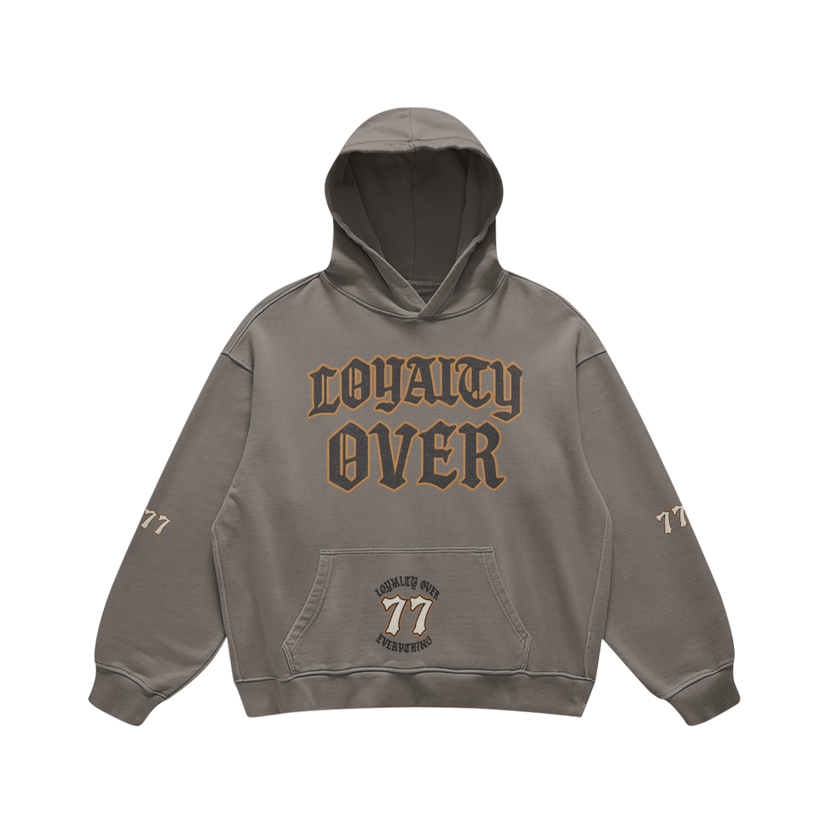 LOYALTY OVER Pullover Hoodies Oversized - Friar Gray