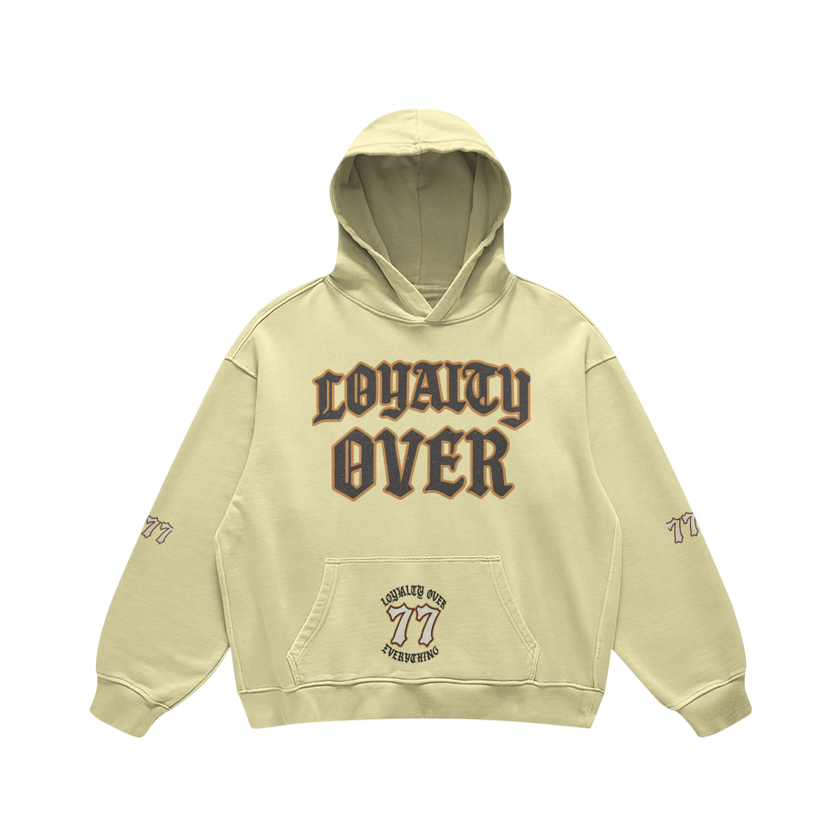 LOYALTY OVER Pullover Hoodies Oversized - Spring Beige