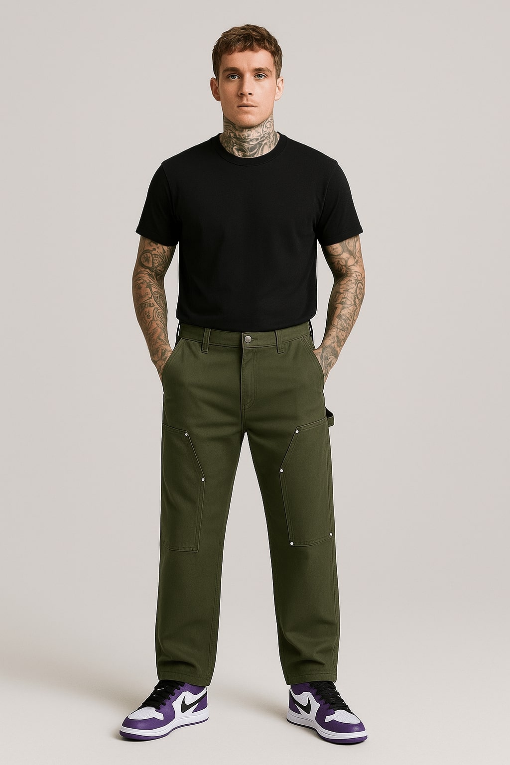 mens olive green carpenter pants