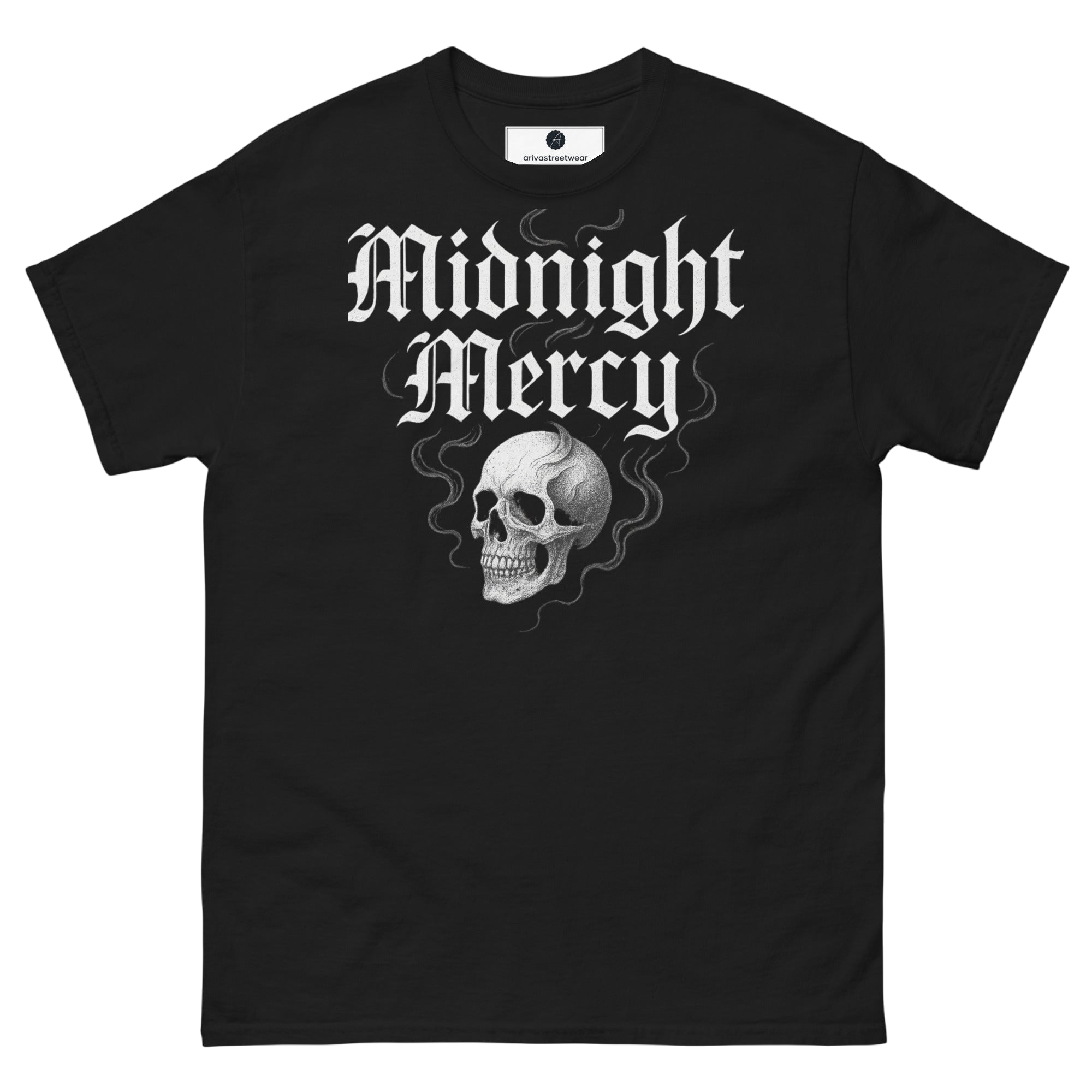 Midnight Mercy Skull Tee - Black