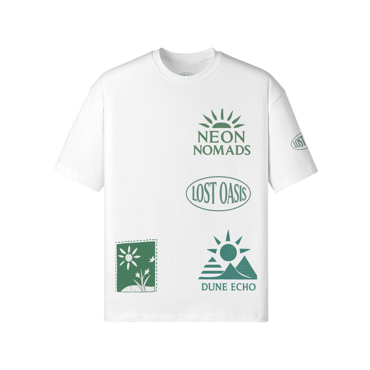 Neon Nomads White Graphic T-Shirt