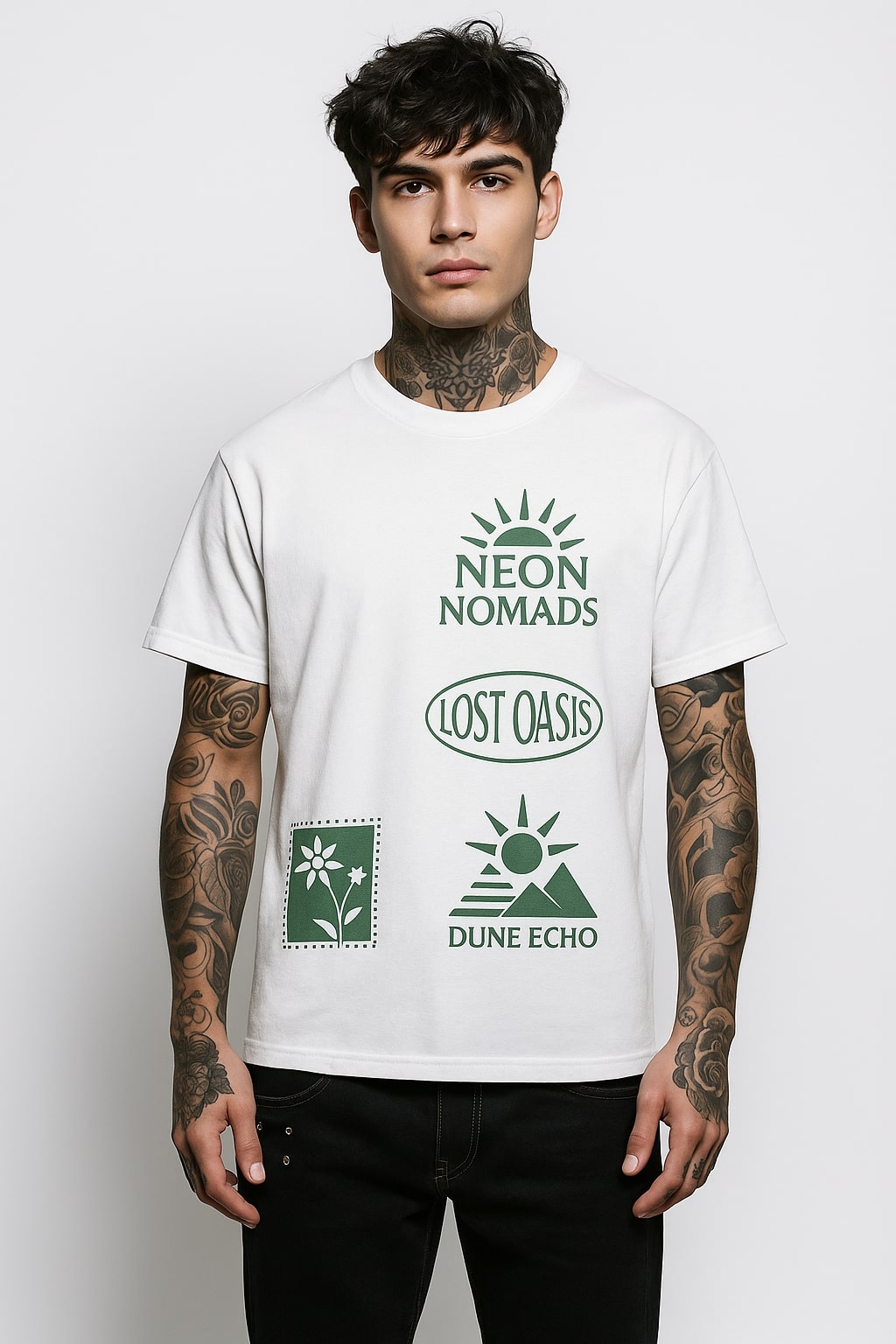 Neon Nomads White Graphic T-Shirt