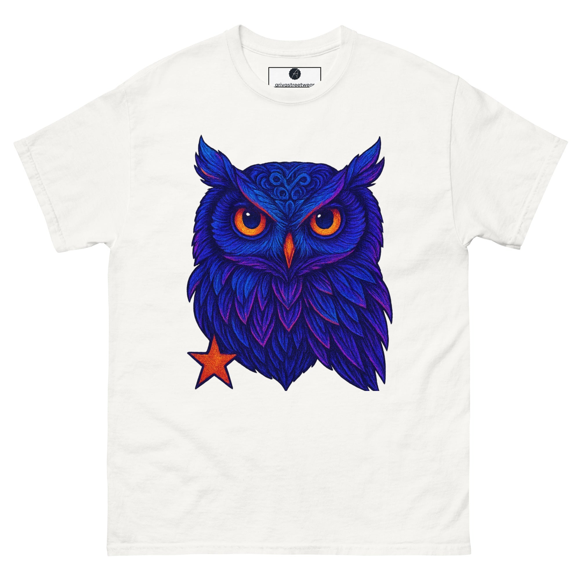 Neon Wisdom: Psychedelic Owl T-Shirt