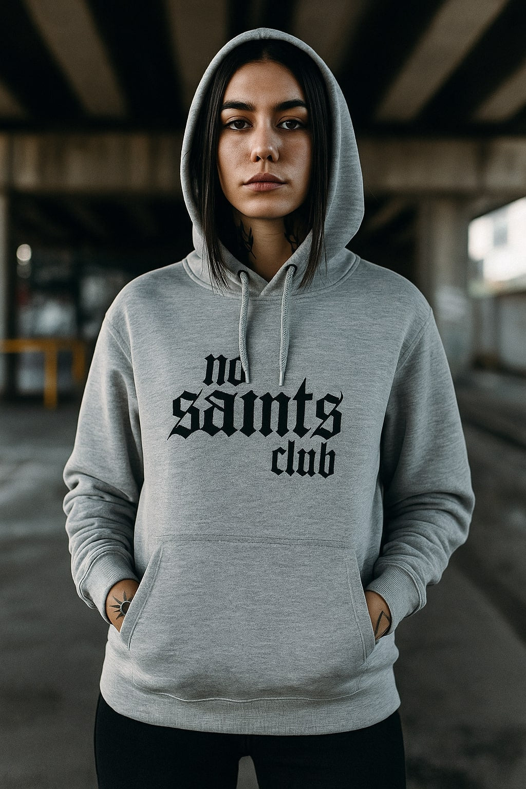 No Saints Club Fleece Hoodie - Heather Gray
