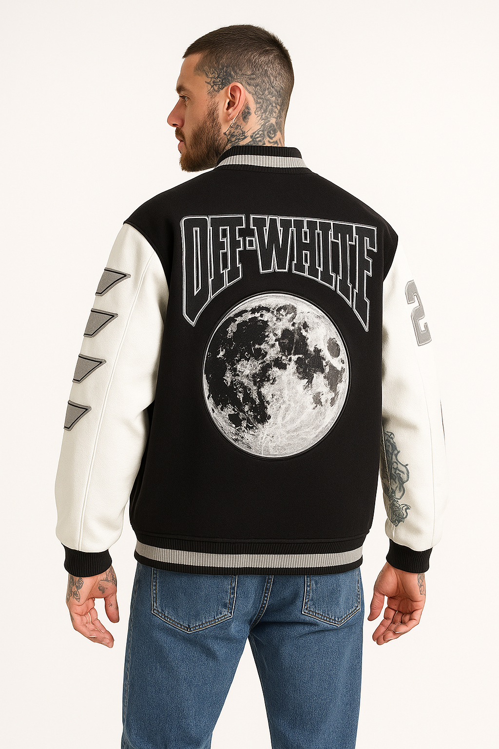 Off-White Black & White Moon Varsity Jacket