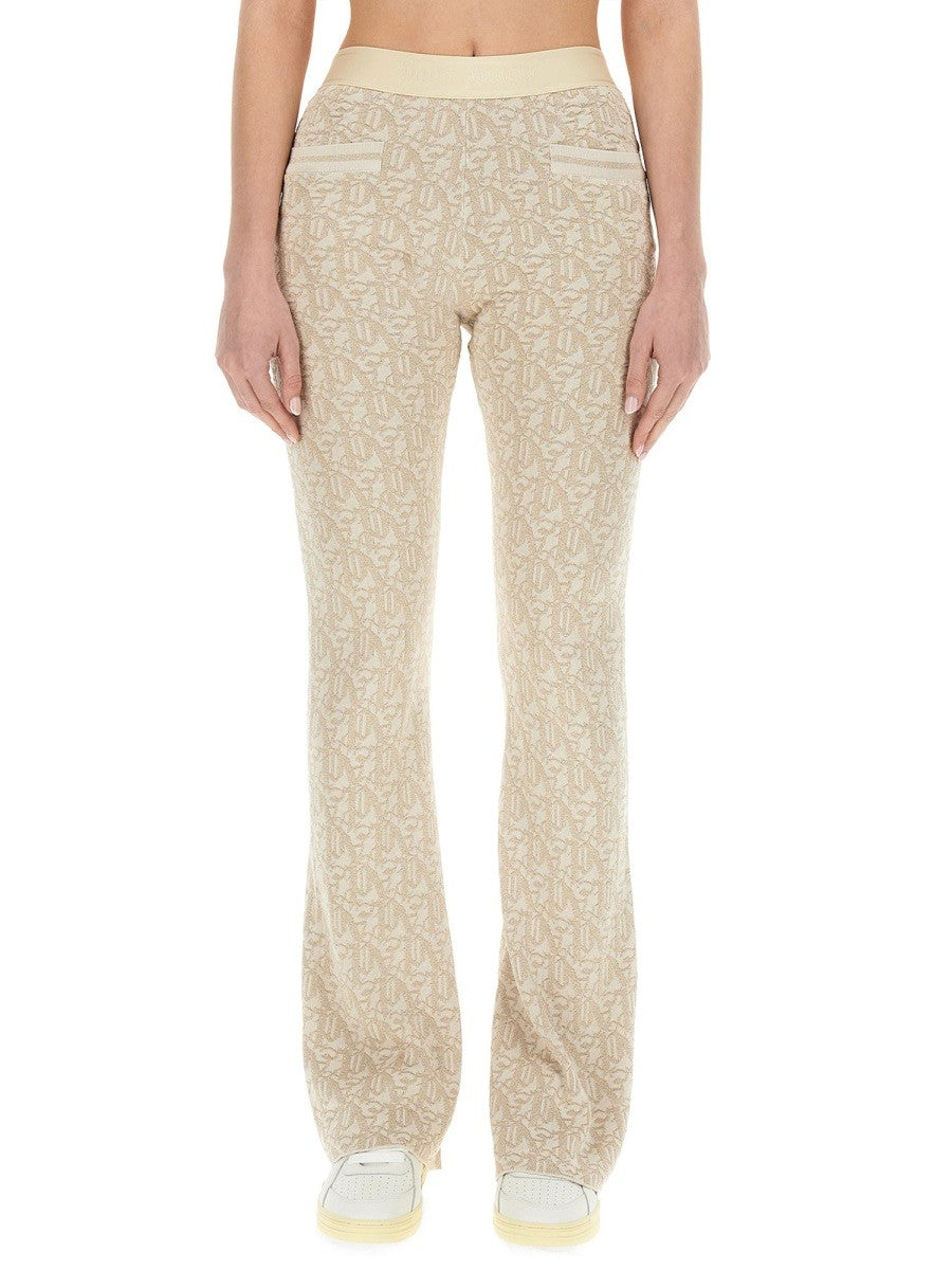 Palm Angels Beige Monogram Flared Sweatpants
