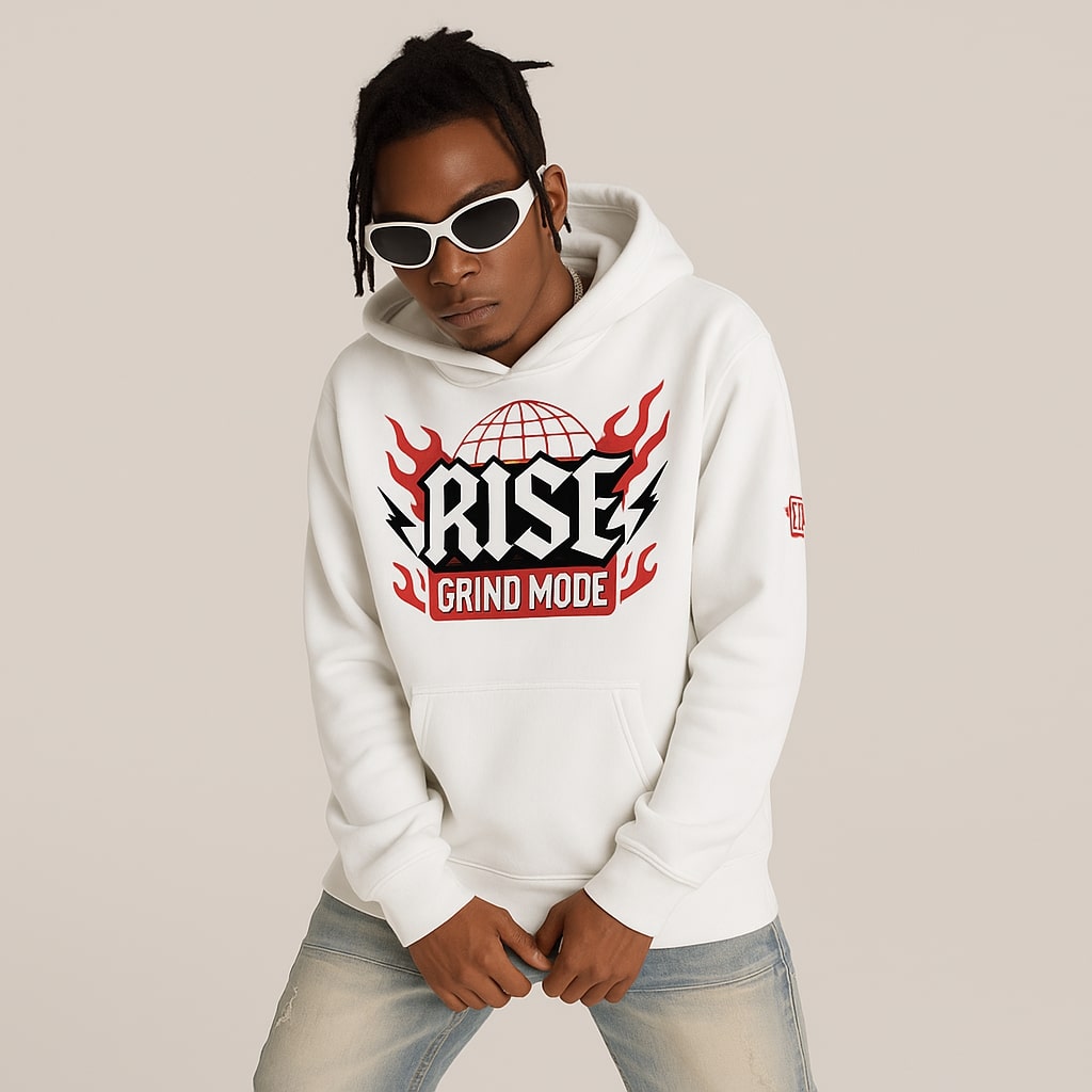 Rise Grind Mode Hoodie White Pullover