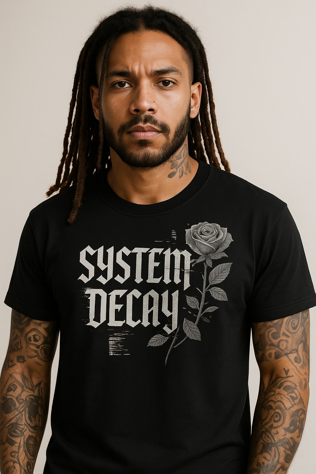 System Decay Glitch Rose Tee - Black