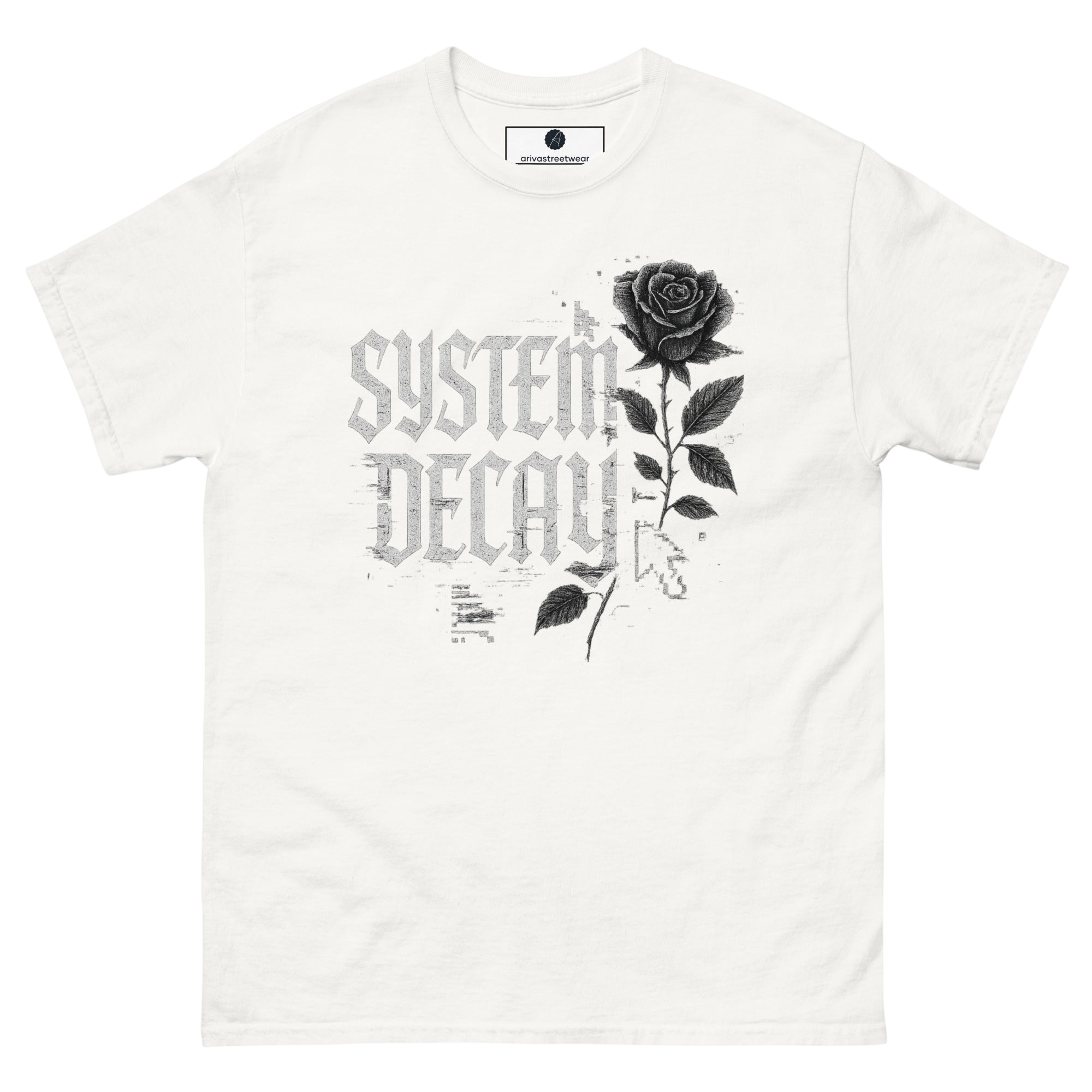 System Decay Gothic Rose Tee - White