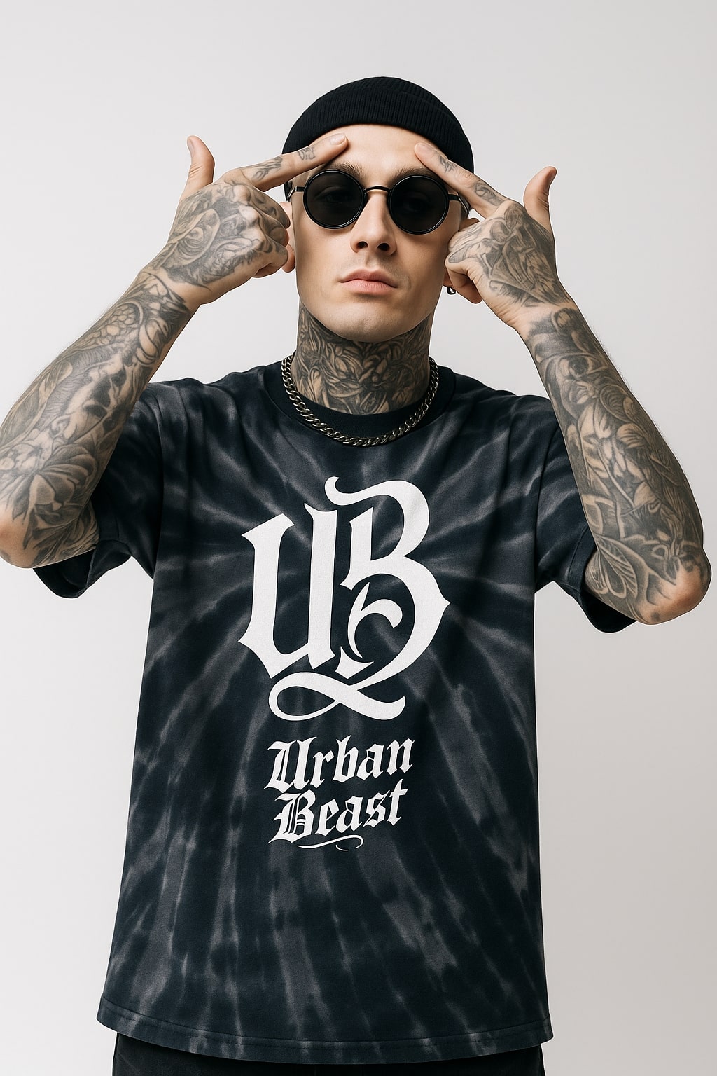 Urban Beast Graphic Tie-Dye Tee - Black