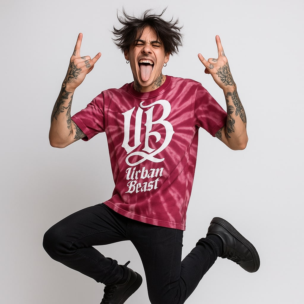 Urban Beast Graphic Tie-Dye Tee - Maroon