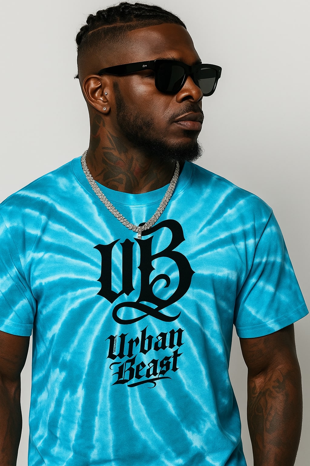 Urban Beast Graphic Tie-Dye Tee - Turqoise