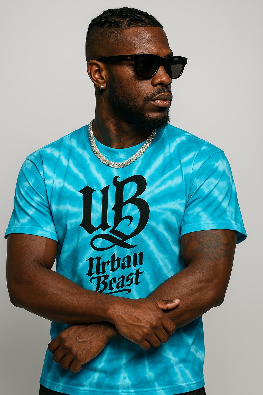 Urban Beast Graphic Tie-Dye Tee - Turqoise