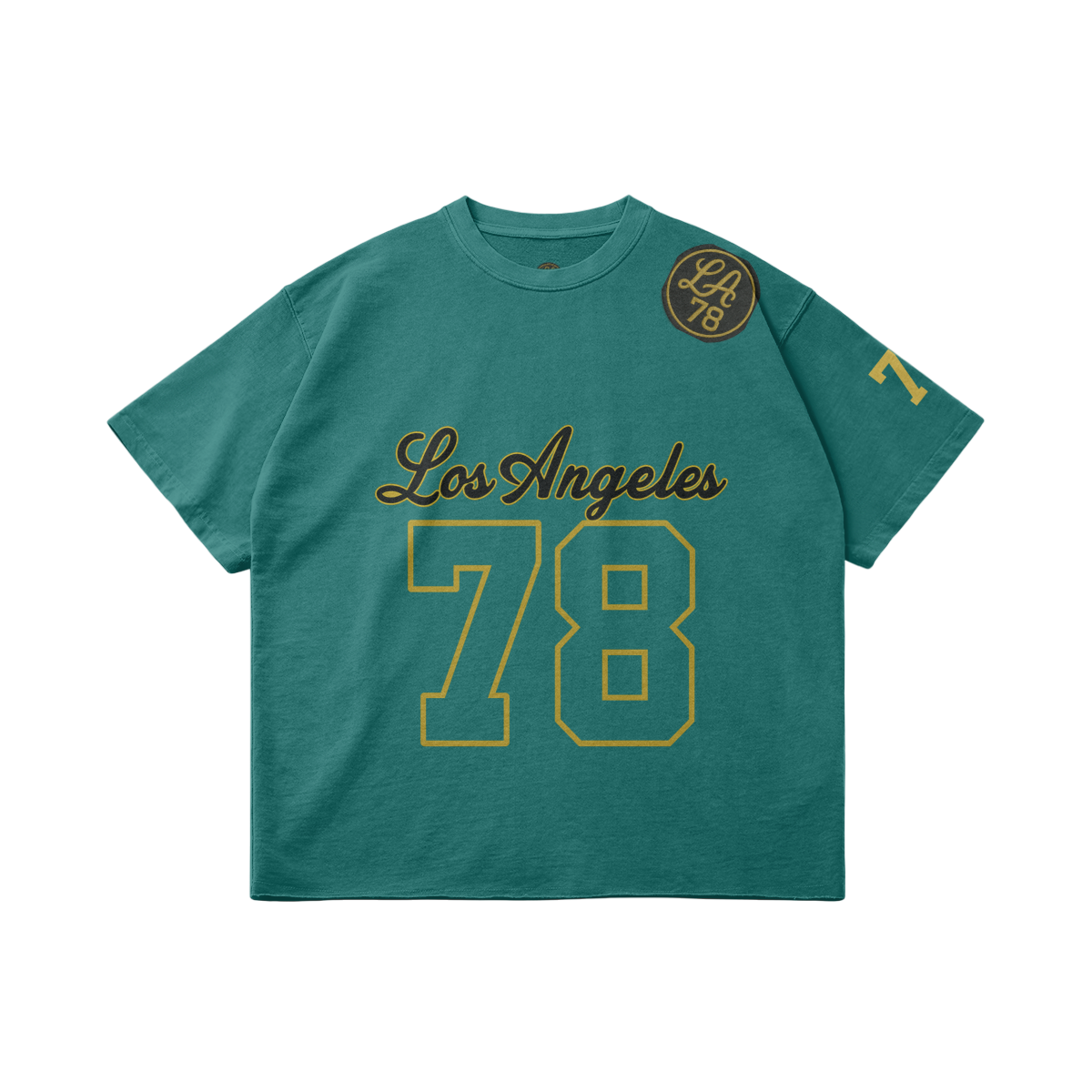 Vintage Graphic Tee Retro “Los Angeles 78” Teal & Gold
