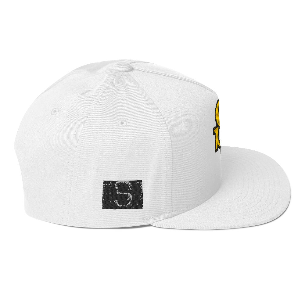 White Snapback Hat with Bold Yellow SW Embroidery