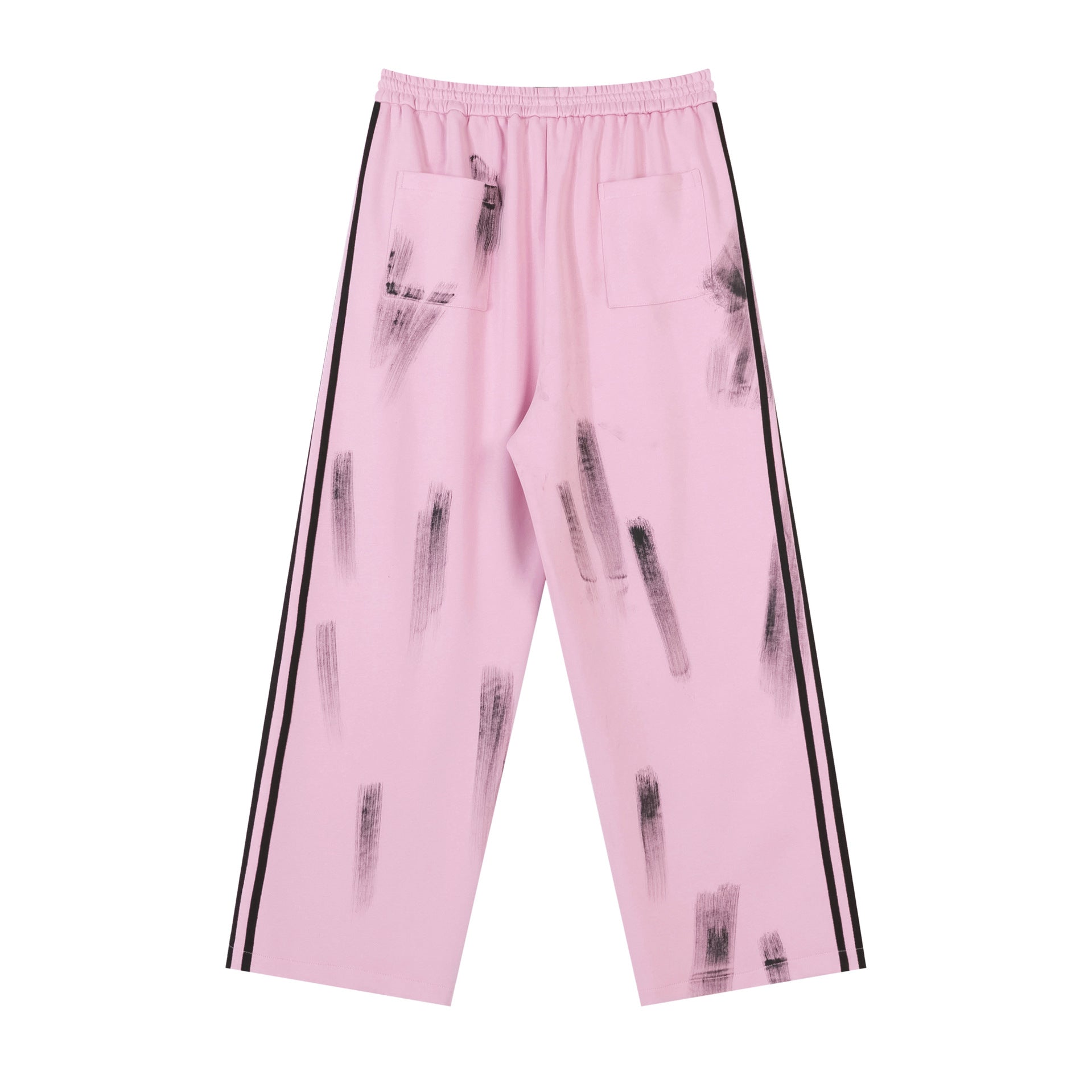 Wide-Leg Track Pants with Paint Brush Print
