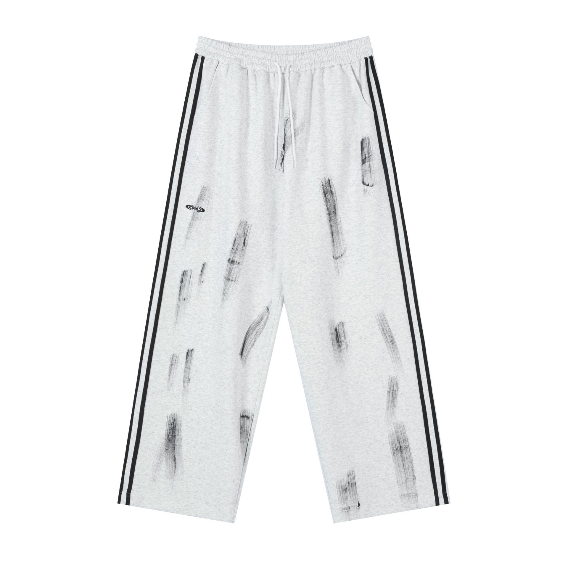Wide-Leg Track Pants with Paint Brush Print