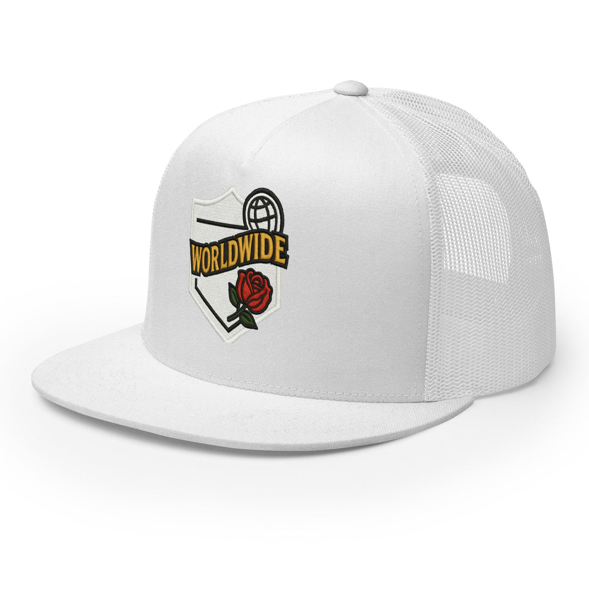 Worldwide Rose Trucker Mesh Hat - WHITE - White / One size