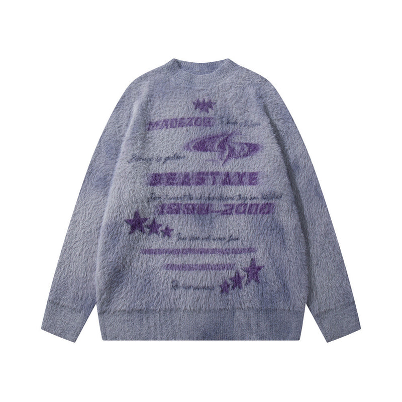 Fuzzy Graphic Knit Sweater