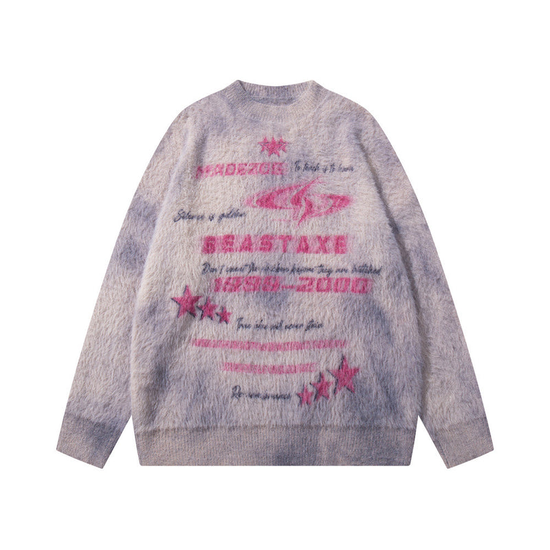 Fuzzy Graphic Knit Sweater
