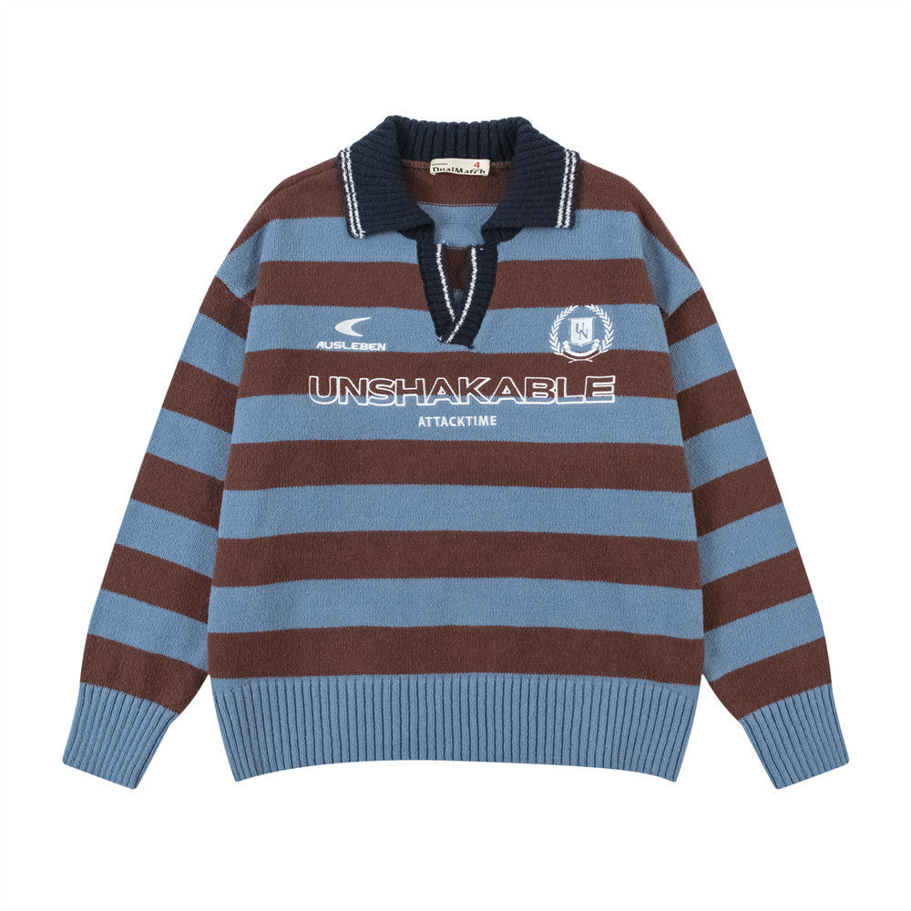 Striped knit sweater with collar from Retro Rugby Stripe Knit Sweater collection