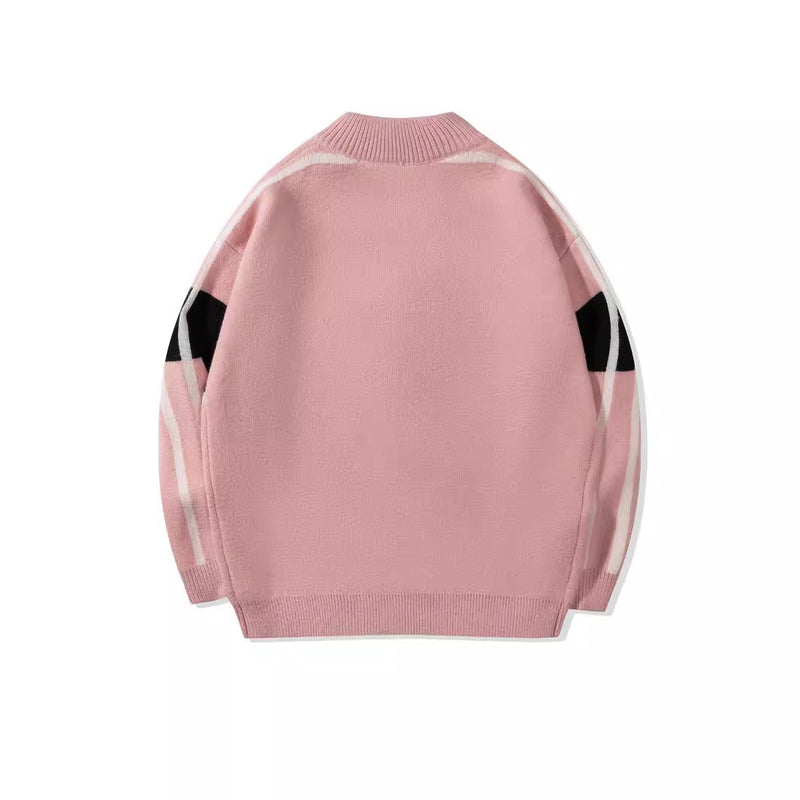 BRMG Pink Streetwear Zip-Up Knit Sweater