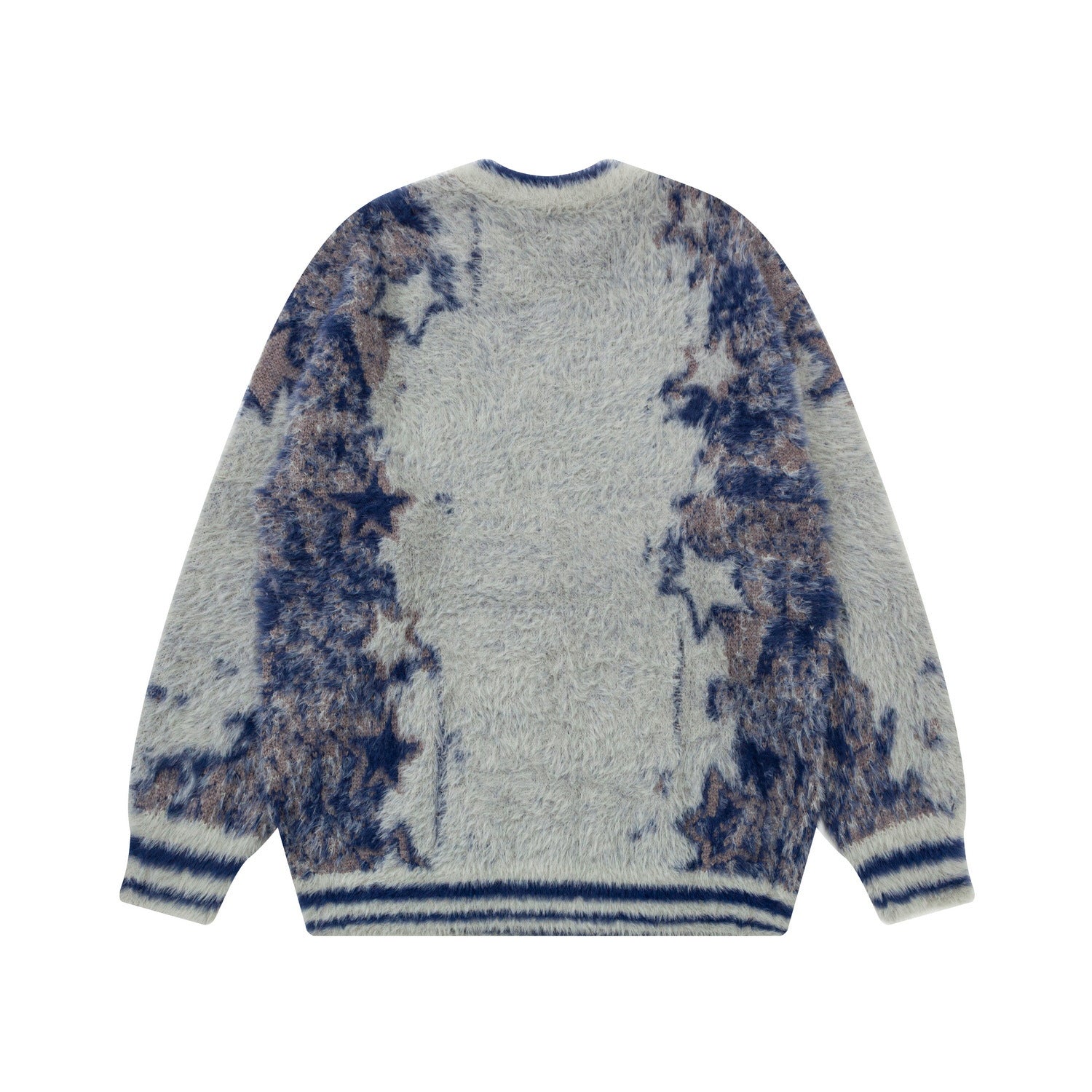 MONSKISKI Green Fuzzy Star Knit Sweater