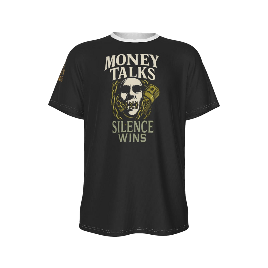 "Pengar talar, tystnad vinner" djärv grafisk t-shirt