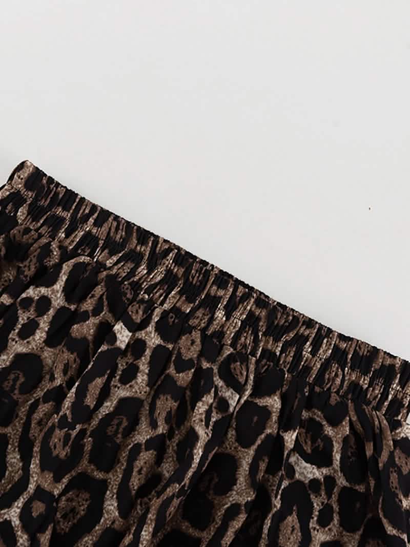 Street Leopard Print Mini Flare Skirt