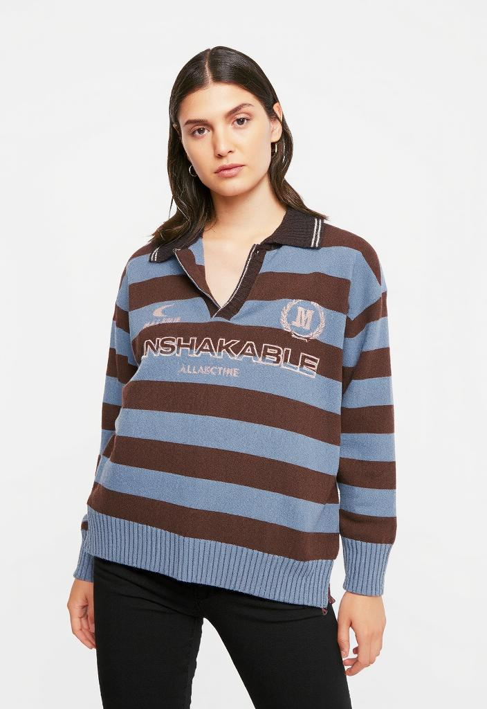 Retro Rugby Stripe Knit Sweater